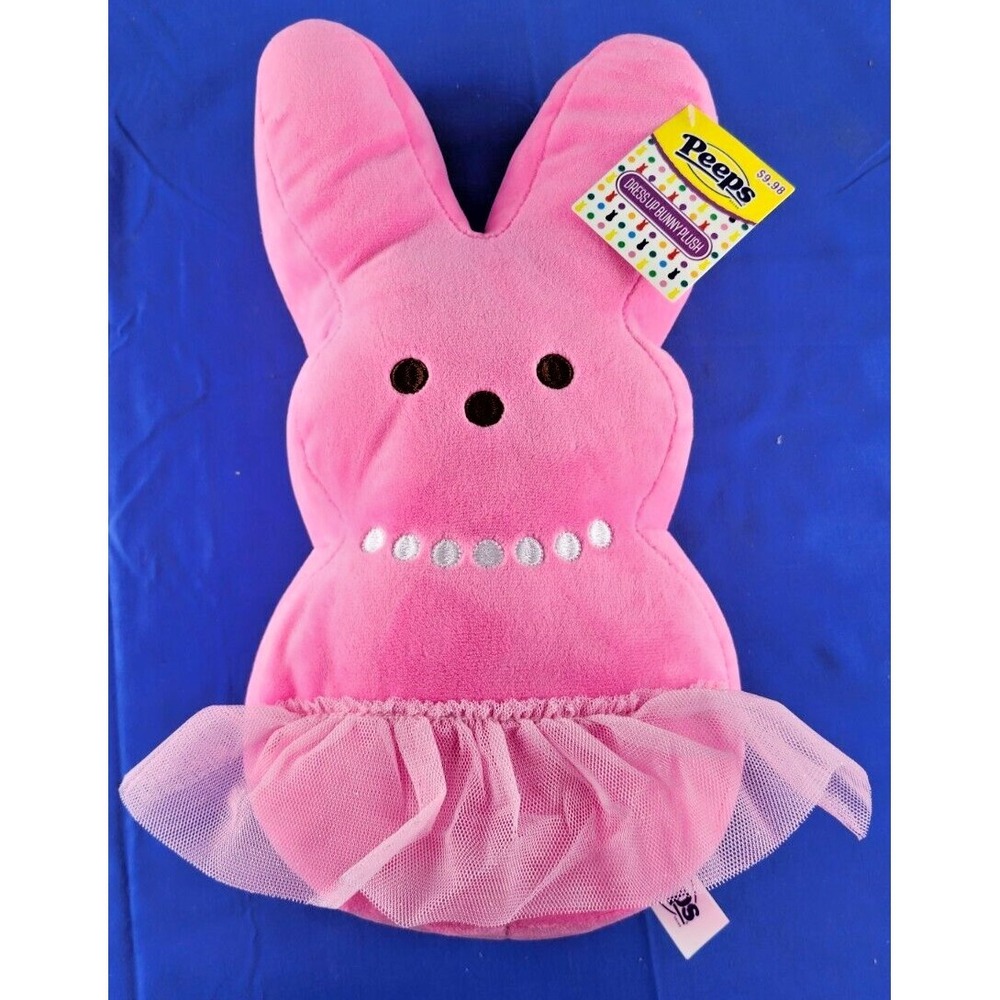 12" PEEPS Plush Dress Up Bunny - Pink Pearls‎ Dress Tulle Easter Discontinued
